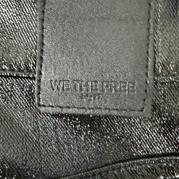 Free People Liquid Black Vinyl Jeans Size 31 Retro 70s Latex Shiny Goth Punk New - Picture 16 of 17